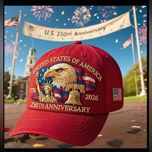 Patriotic Red 250th Anniversary Baseball Cap -Unisex